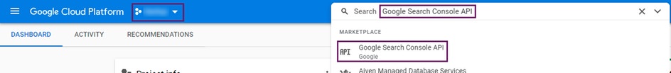 Searching for Google Search Console API in Google Cloud Platform Searching for Google Search Console API in Google Cloud Platform
